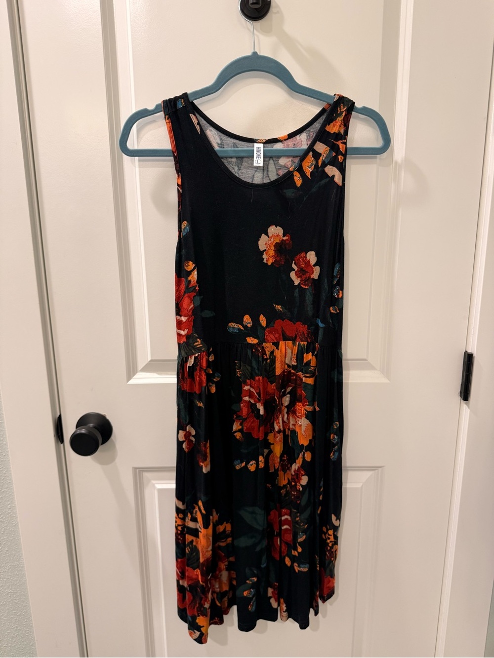 Women's Black Floral Sleeveless Dress